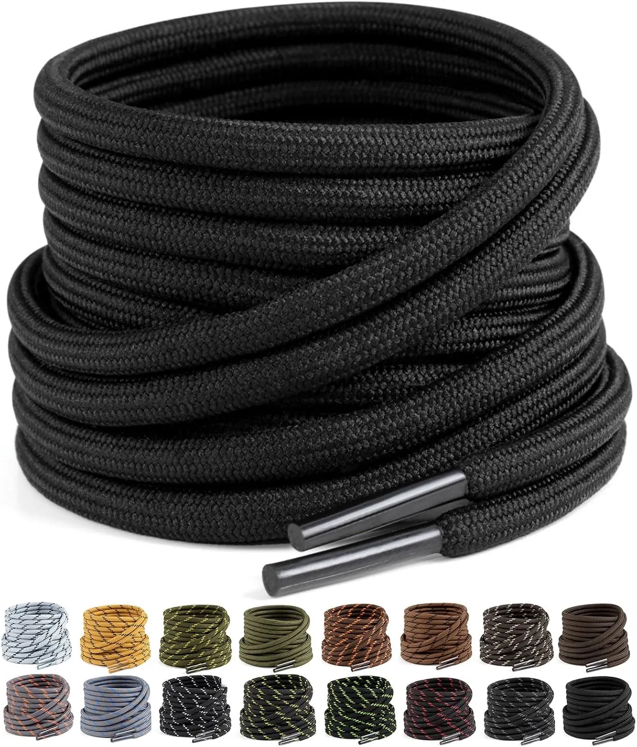2 Pairs Work Boots Shoe Laces 4.5mm Heavy Duty Hiking Shoelaces for Men & Women