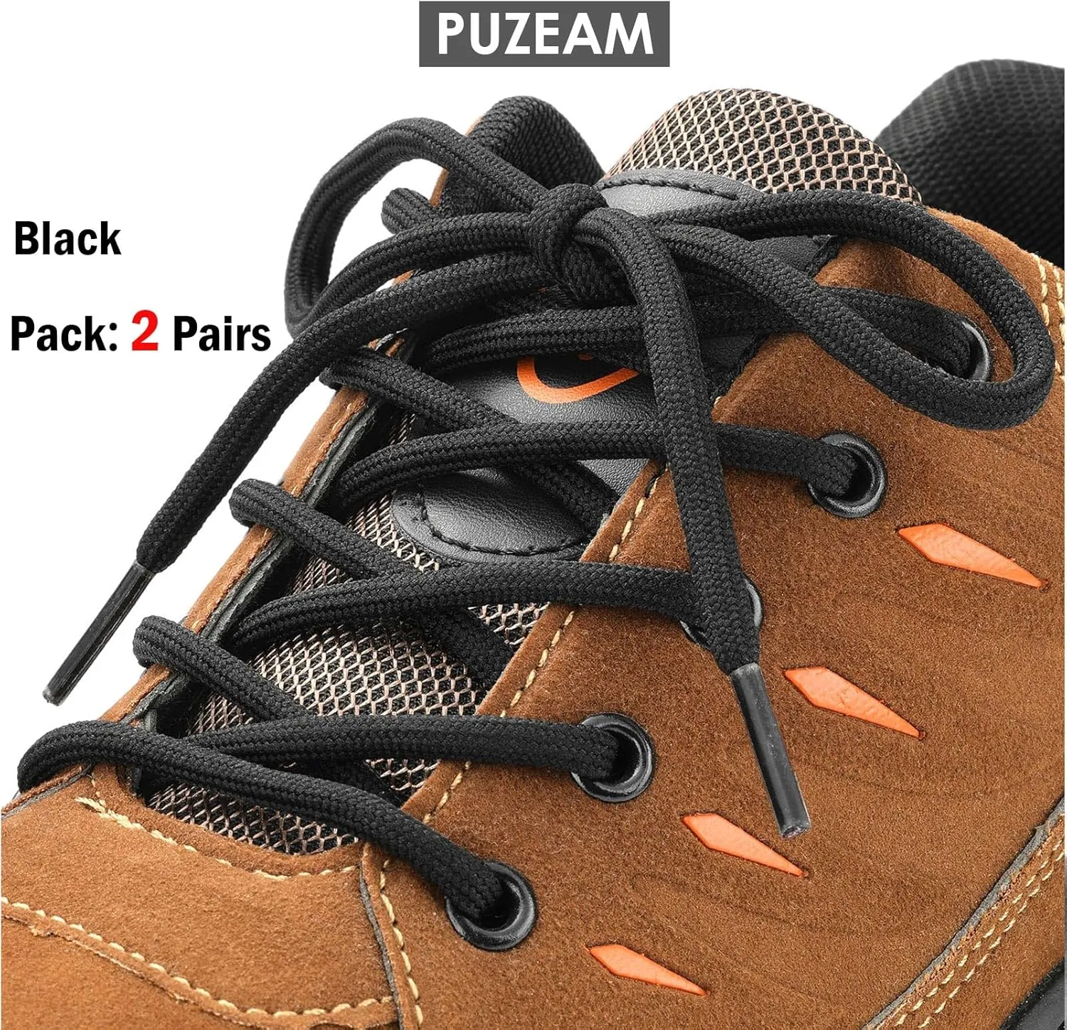 2 Pairs Work Boots Shoe Laces 4.5mm Heavy Duty Hiking Shoelaces for Men & Women