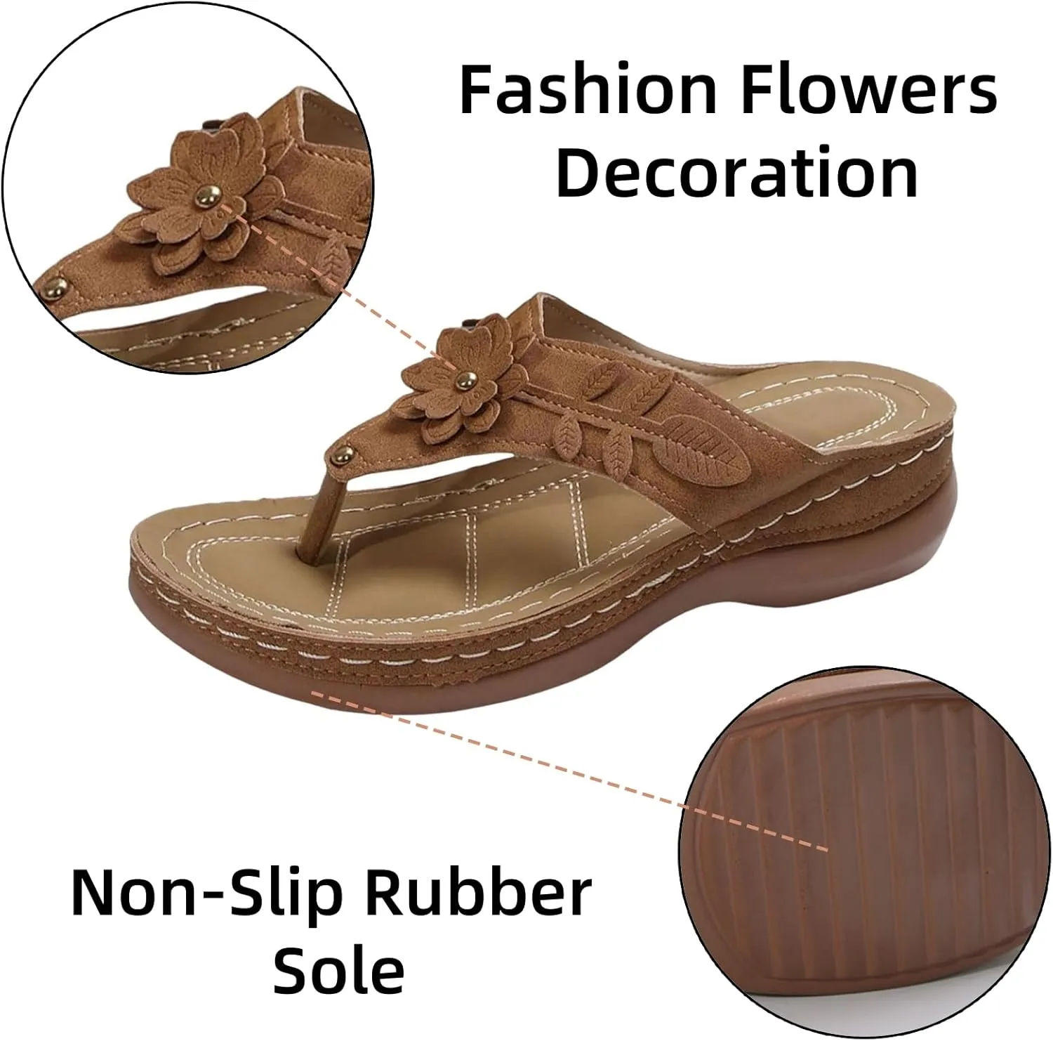 Avylays Orthopedic Sandals for Women 2025 Wedge Arch Support Flip Flops Cushion Soft Rubber Platform Summer Thong Sandals