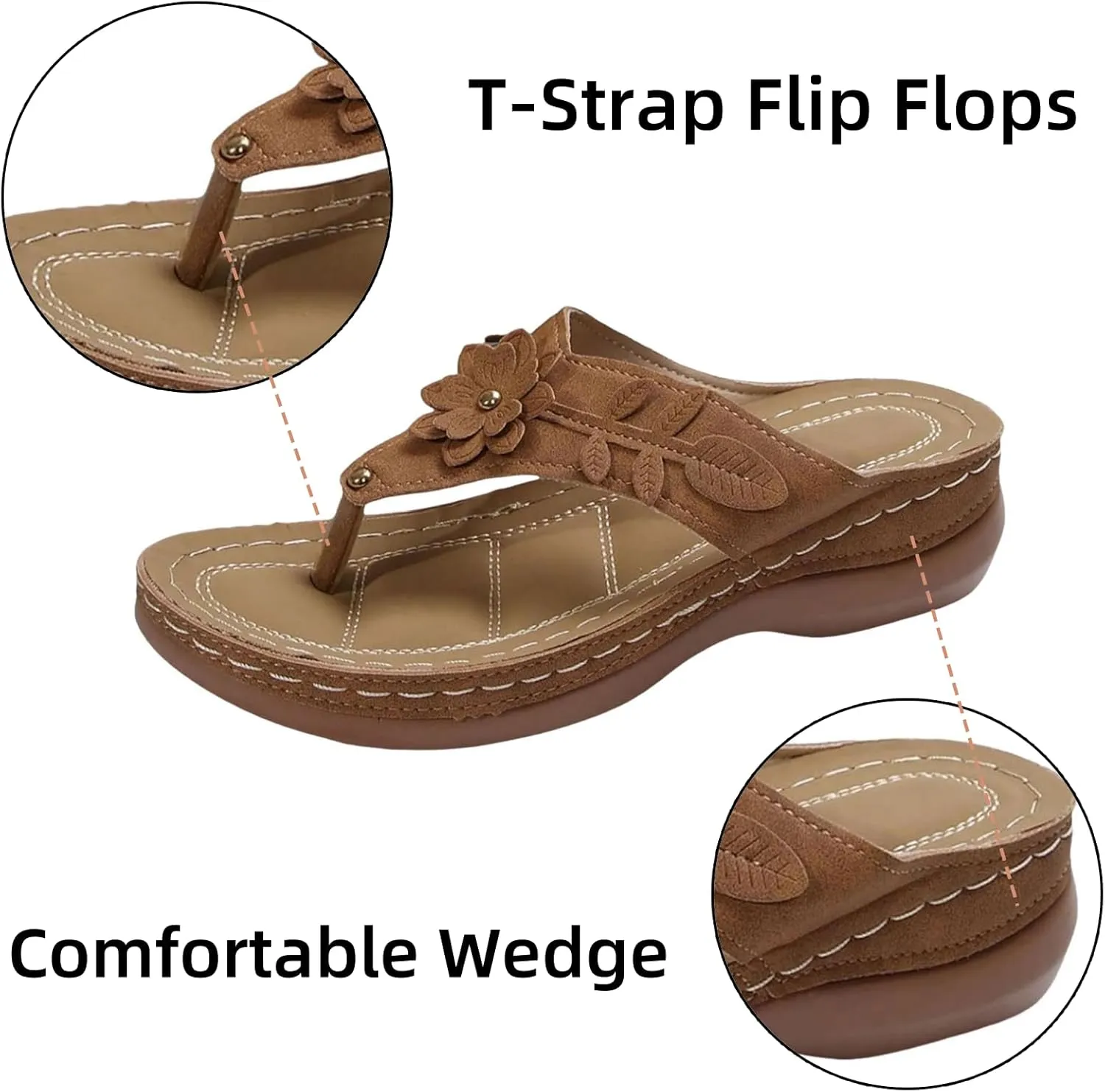 Avylays Orthopedic Sandals for Women 2025 Wedge Arch Support Flip Flops Cushion Soft Rubber Platform Summer Thong Sandals
