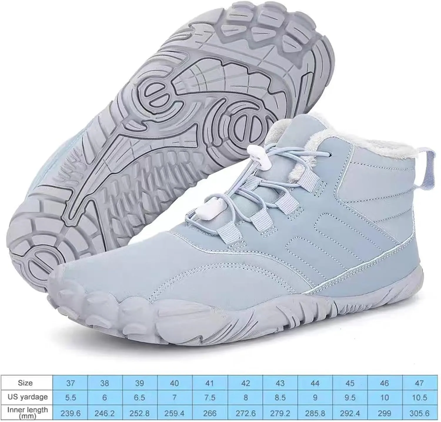 Barefoot Shoes Winter Men Women Waterproof Trail Running Shoes Warm Lined Winter Shoes Unisex Outdoor Non-Slip Winter Depth Work Camping