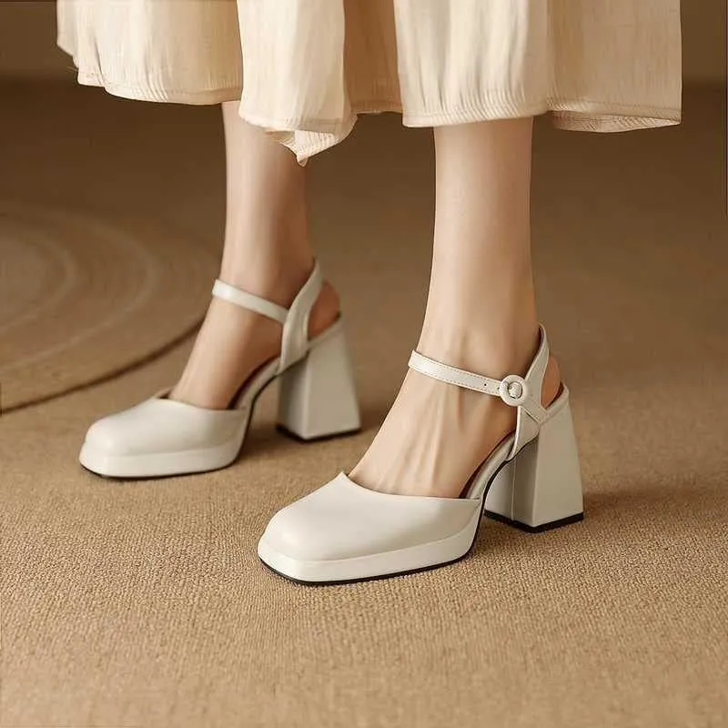 BREADO Women's Platform Fashion Chunky Heel Heels Open Toe Pump Sandals for Dress Shoes Work Shoes