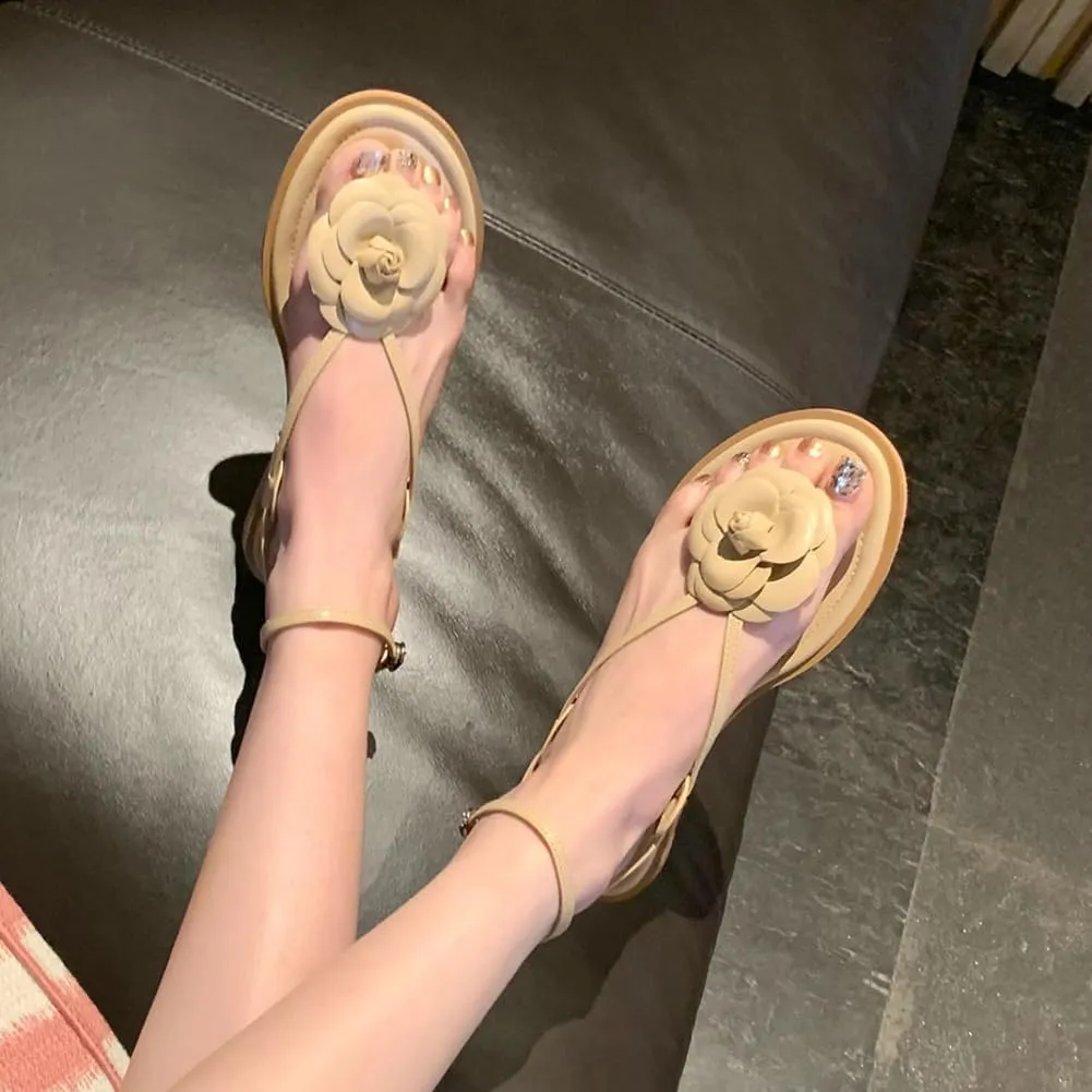 Caistre Slide Sandal for Women Elegant Flower Dress Sandal Comfortable 2025 Indoor Outdoor Beach Open Toe Thong Shoes