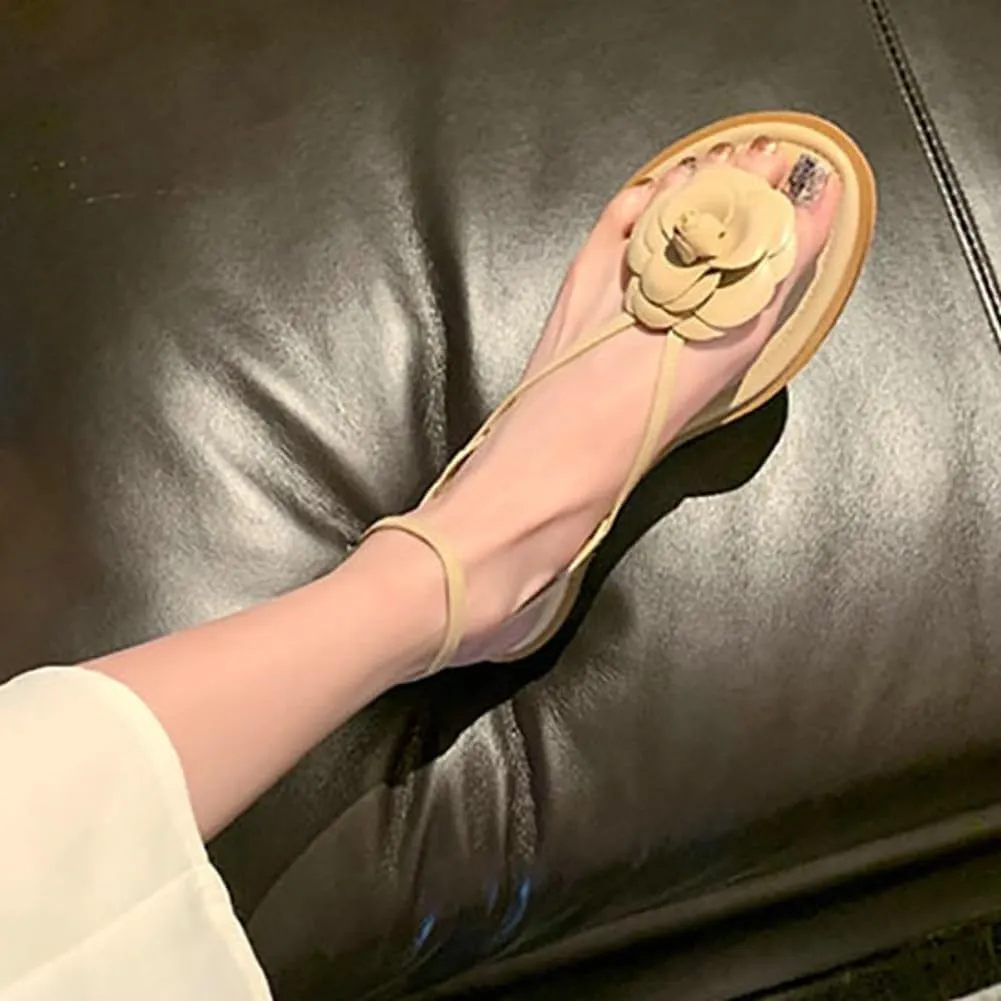 Caistre Slide Sandal for Women Elegant Flower Dress Sandal Comfortable 2025 Indoor Outdoor Beach Open Toe Thong Shoes