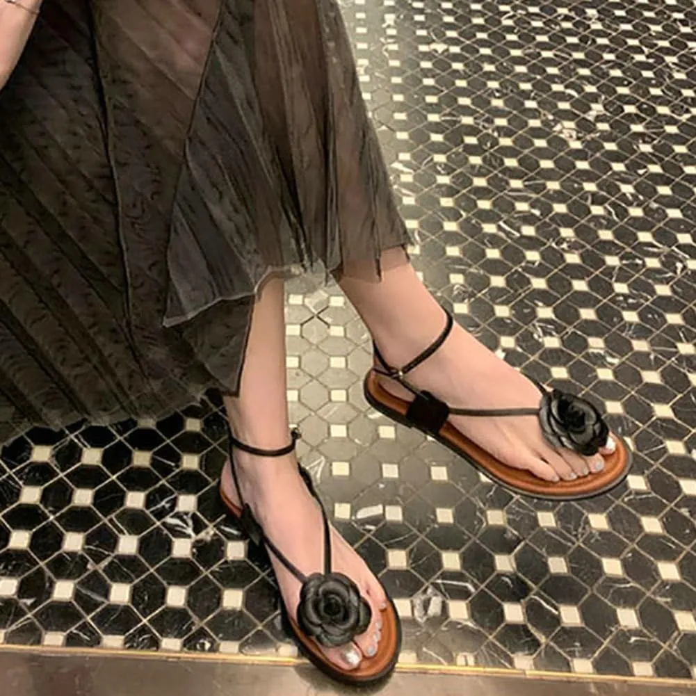 Caistre Slide Sandal for Women Elegant Flower Dress Sandal Comfortable 2025 Indoor Outdoor Beach Open Toe Thong Shoes