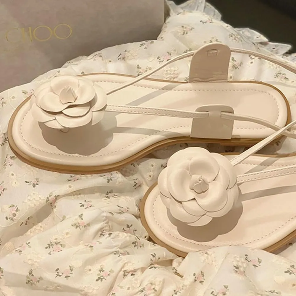 Caistre Slide Sandal for Women Elegant Flower Dress Sandal Comfortable 2025 Indoor Outdoor Beach Open Toe Thong Shoes