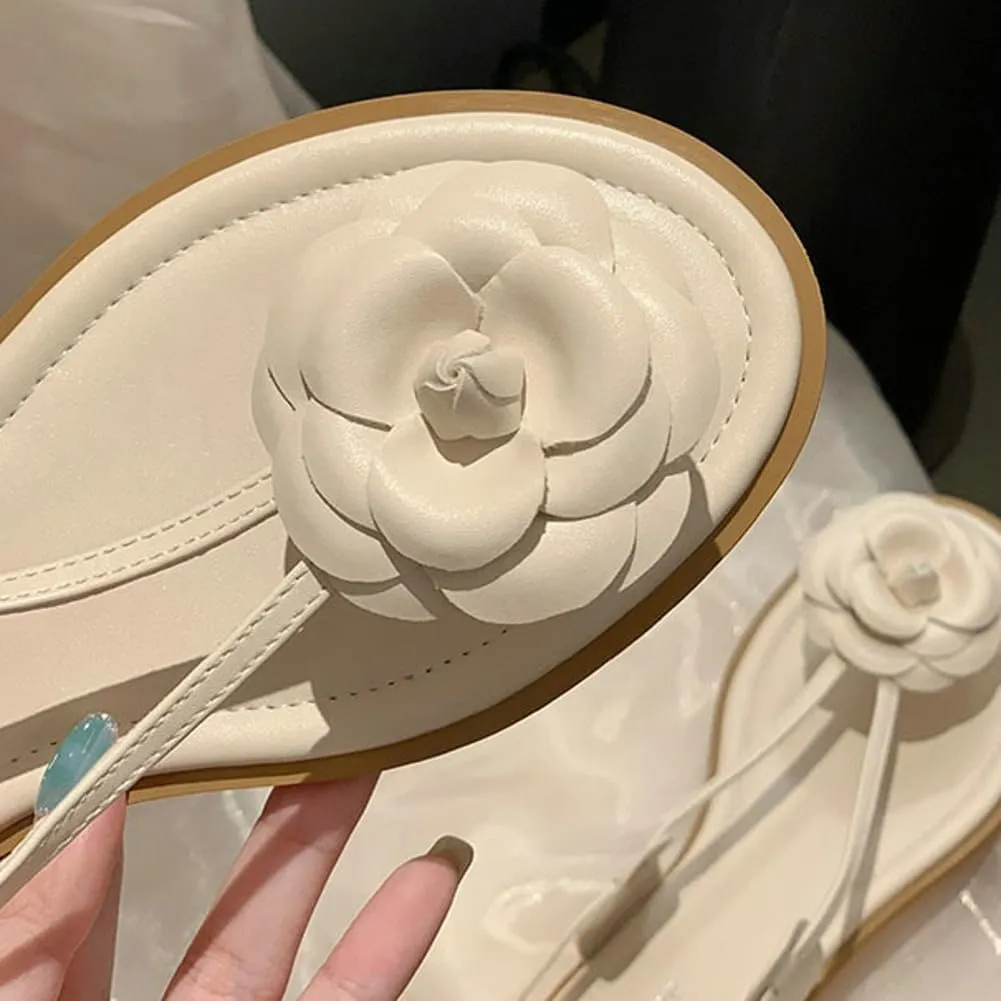 Caistre Slide Sandal for Women Elegant Flower Dress Sandal Comfortable 2025 Indoor Outdoor Beach Open Toe Thong Shoes