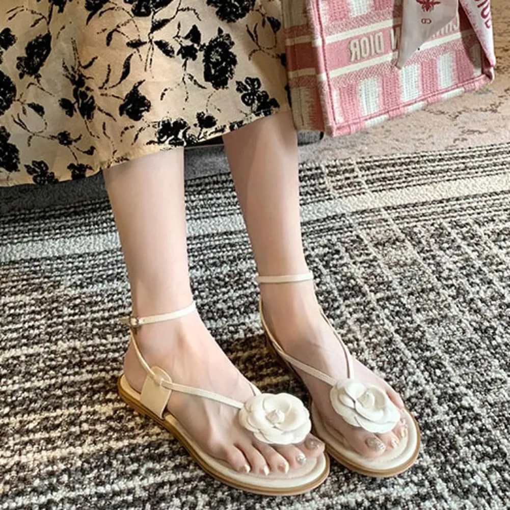 Caistre Slide Sandal for Women Elegant Flower Dress Sandal Comfortable 2025 Indoor Outdoor Beach Open Toe Thong Shoes