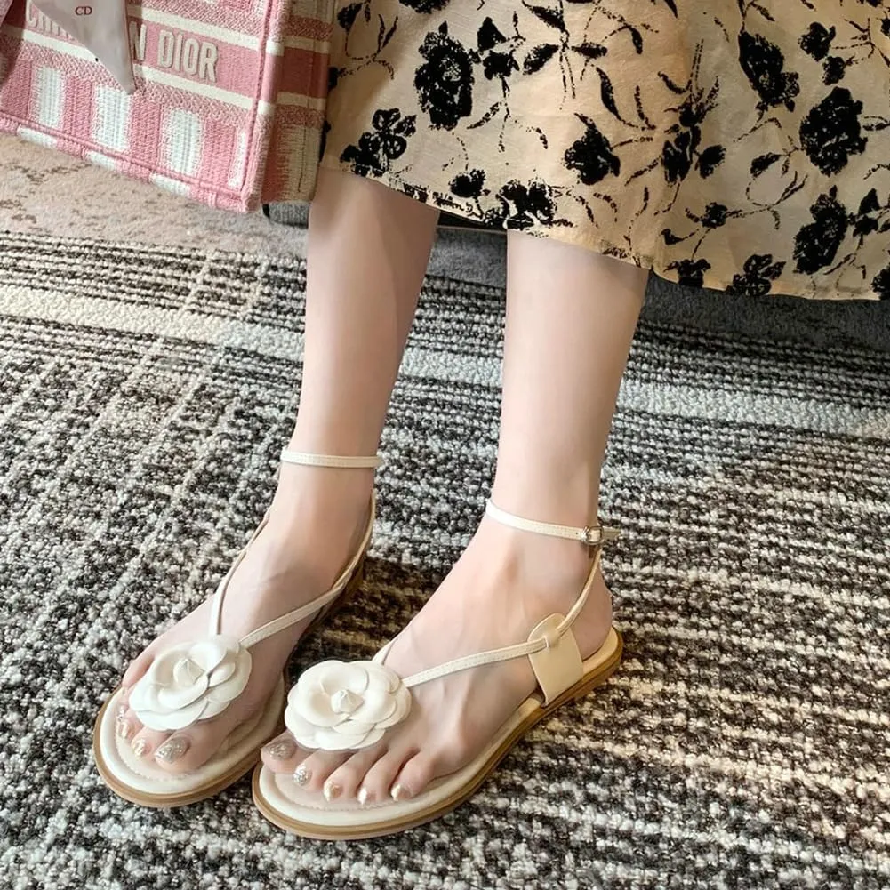 Caistre Slide Sandal for Women Elegant Flower Dress Sandal Comfortable 2025 Indoor Outdoor Beach Open Toe Thong Shoes