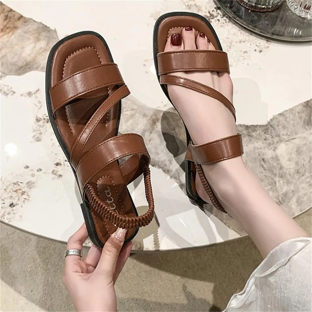 Caistre Womens Strappy Flat Sandal 2025 Summer Fashion Dressy Sandals Arch Support Beach Open Toe Shoes Indoor Outdoor