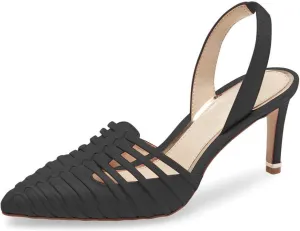 FSJ Women Fashion Low Kitten Heels Pumps Pointed Toe Slingback Sandals Comfy Wedding Party Sexy Dress Shoes Size 4-15 US