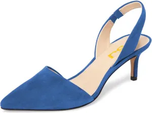 FSJ Women Fashion Low Kitten Heels Pumps Pointed Toe Slingback Sandals Comfy Wedding Party Sexy Dress Shoes Size 4-15 US
