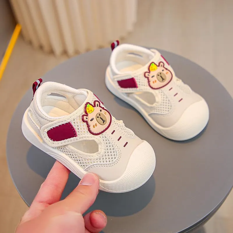 Girls Boys Sandals for Toddler Kids, Lightweight Summer Outdoor Play Shoes, Non-Slip Sole for WalkingBaby Mesh Sandals with Bear Design, Breathable Walking Shoes