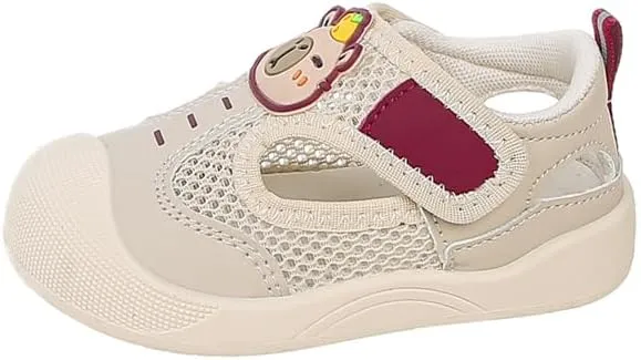 Girls Boys Sandals for Toddler Kids, Lightweight Summer Outdoor Play Shoes, Non-Slip Sole for WalkingBaby Mesh Sandals with Bear Design, Breathable Walking Shoes