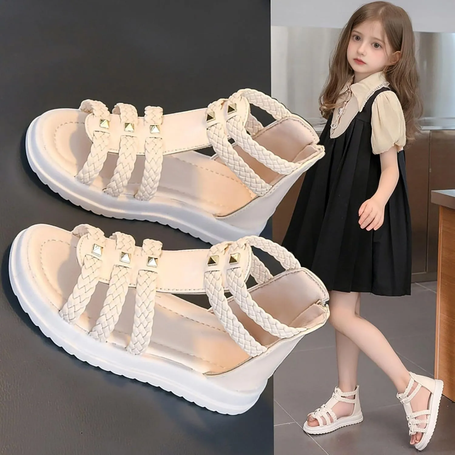 Girls' Soft Sole Toe Sandals For Summer Size 3 Sandals for Girls
