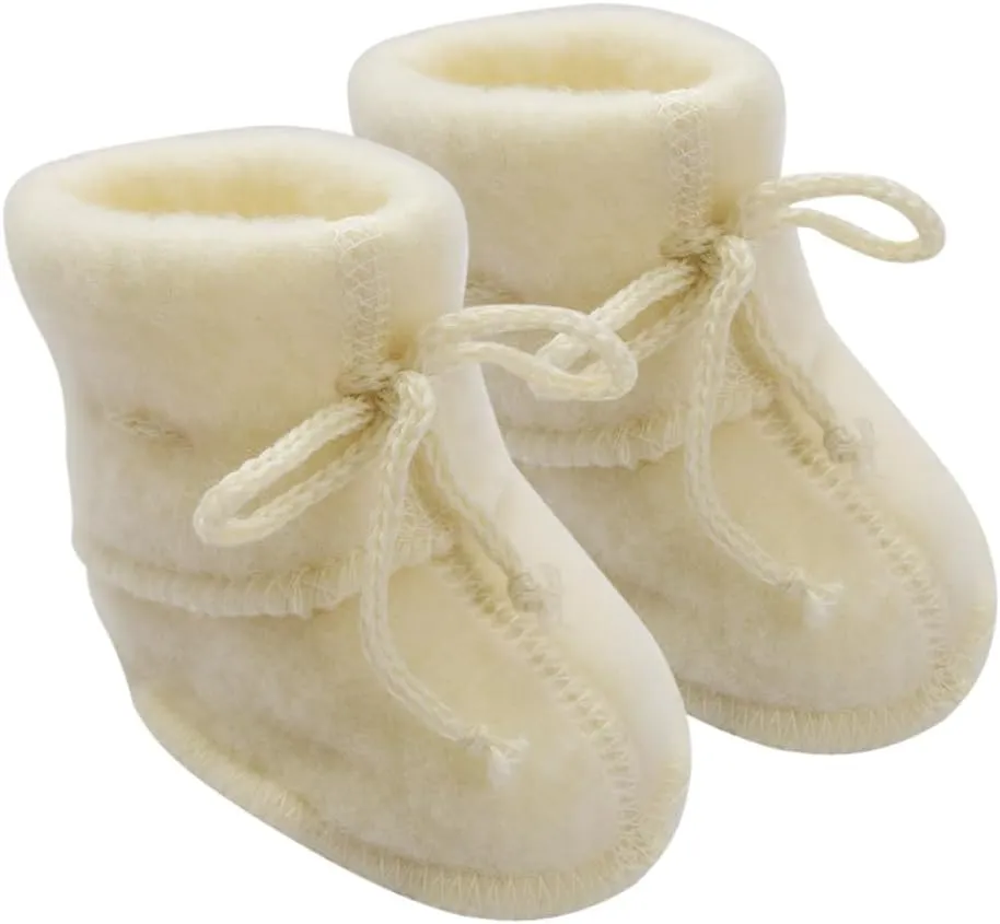 Infant Baby Warm Booties Socks with Ties, Organic Merino Wool Fleece