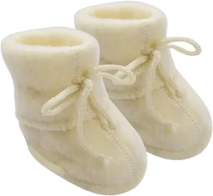 Infant Baby Warm Booties Socks with Ties, Organic Merino Wool Fleece