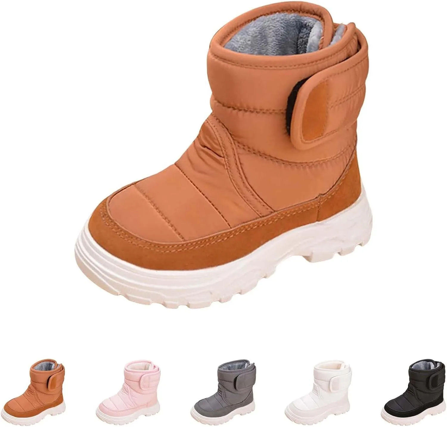 Insulated Snow Shoes For Boy Winter Walking Shoes For Baby Non Slip Plush Lined Ankle Boots Waterproof Hiking Boots