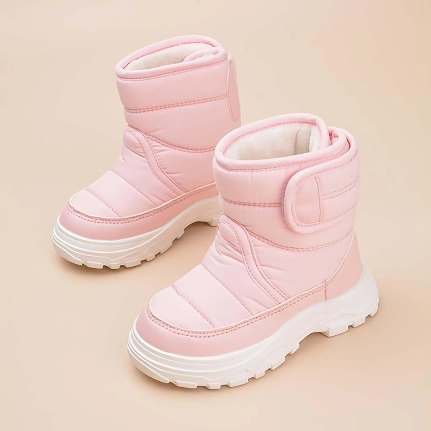 Insulated Snow Shoes For Boy Winter Walking Shoes For Baby Non Slip Plush Lined Ankle Boots Waterproof Hiking Boots