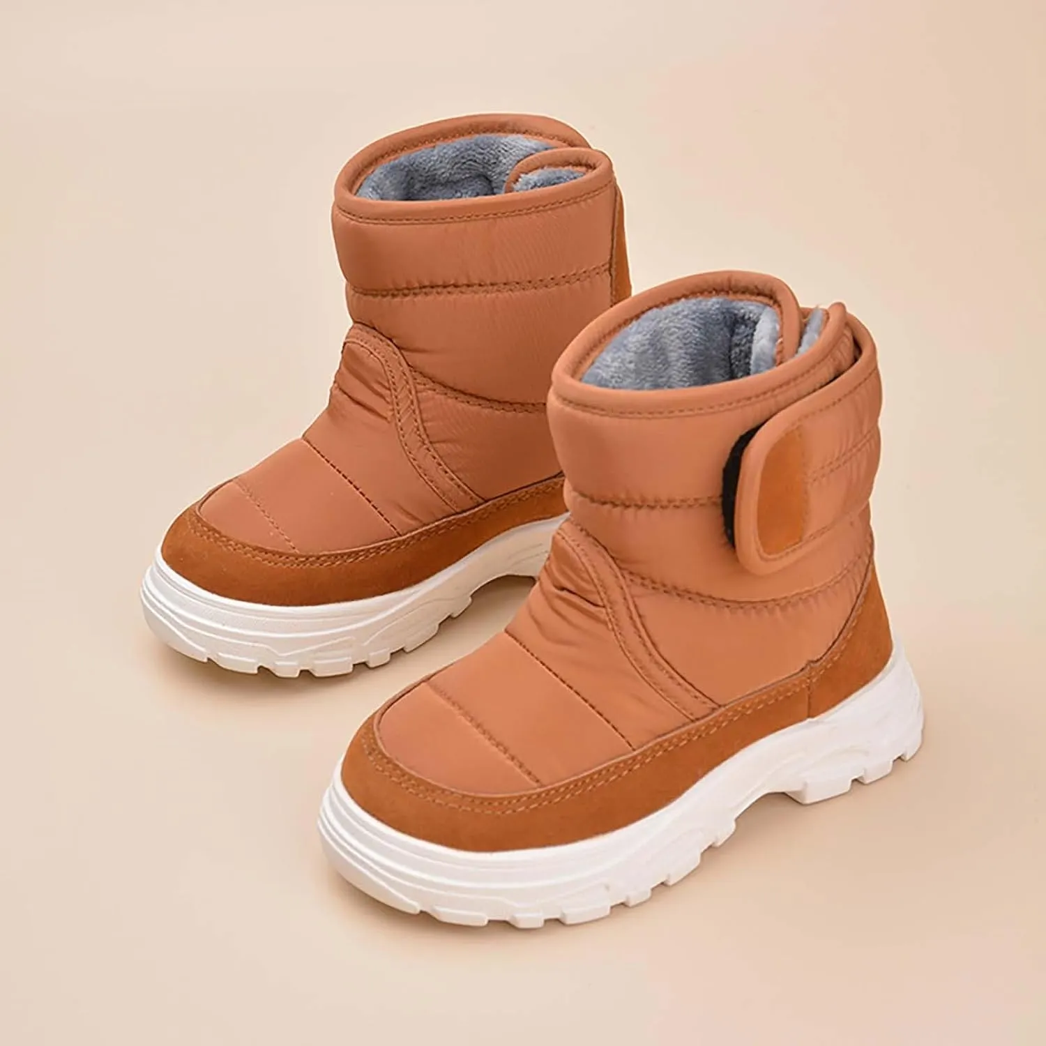 Insulated Snow Shoes For Boy Winter Walking Shoes For Baby Non Slip Plush Lined Ankle Boots Waterproof Hiking Boots