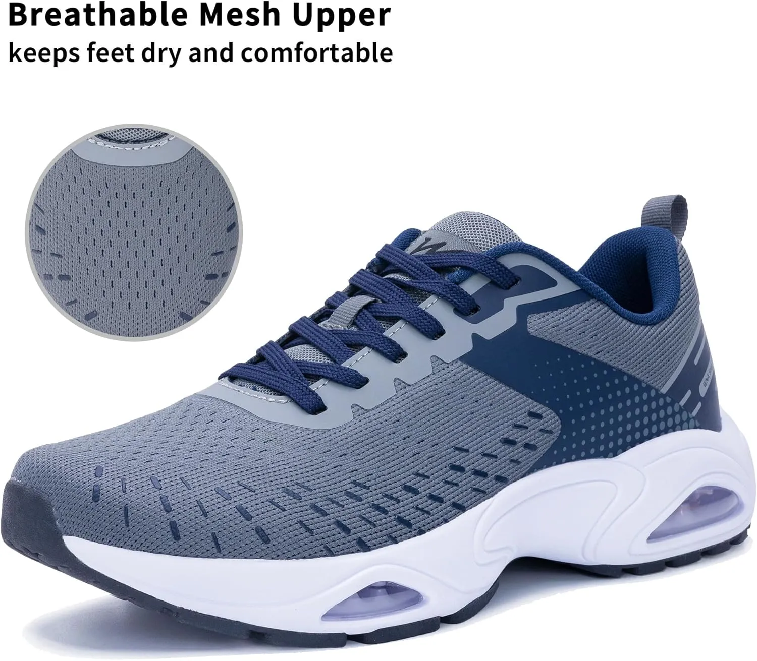 Men Running Shoes with Dual cushionings Breathable Lightweight Tennis Walking Sneakers Memory Foam Athletic Sport Shoes