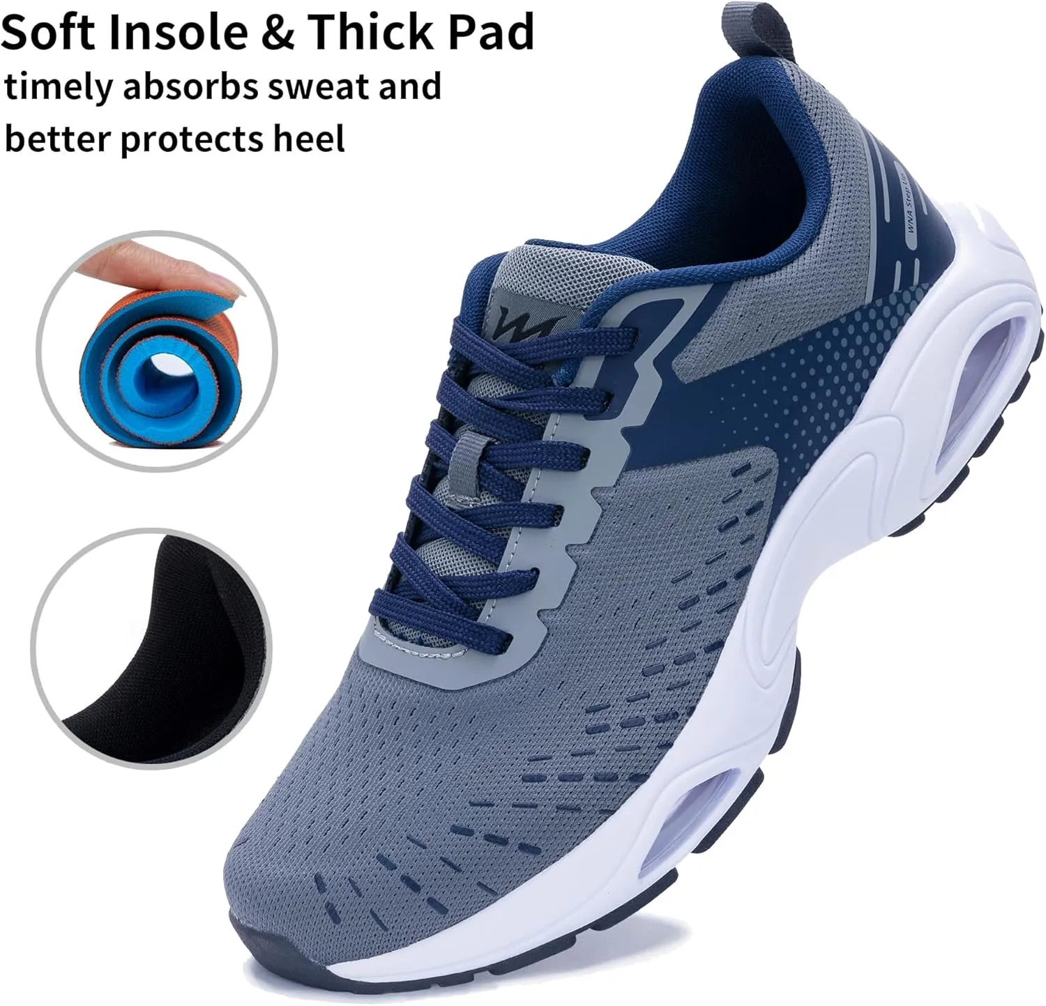 Men Running Shoes with Dual cushionings Breathable Lightweight Tennis Walking Sneakers Memory Foam Athletic Sport Shoes
