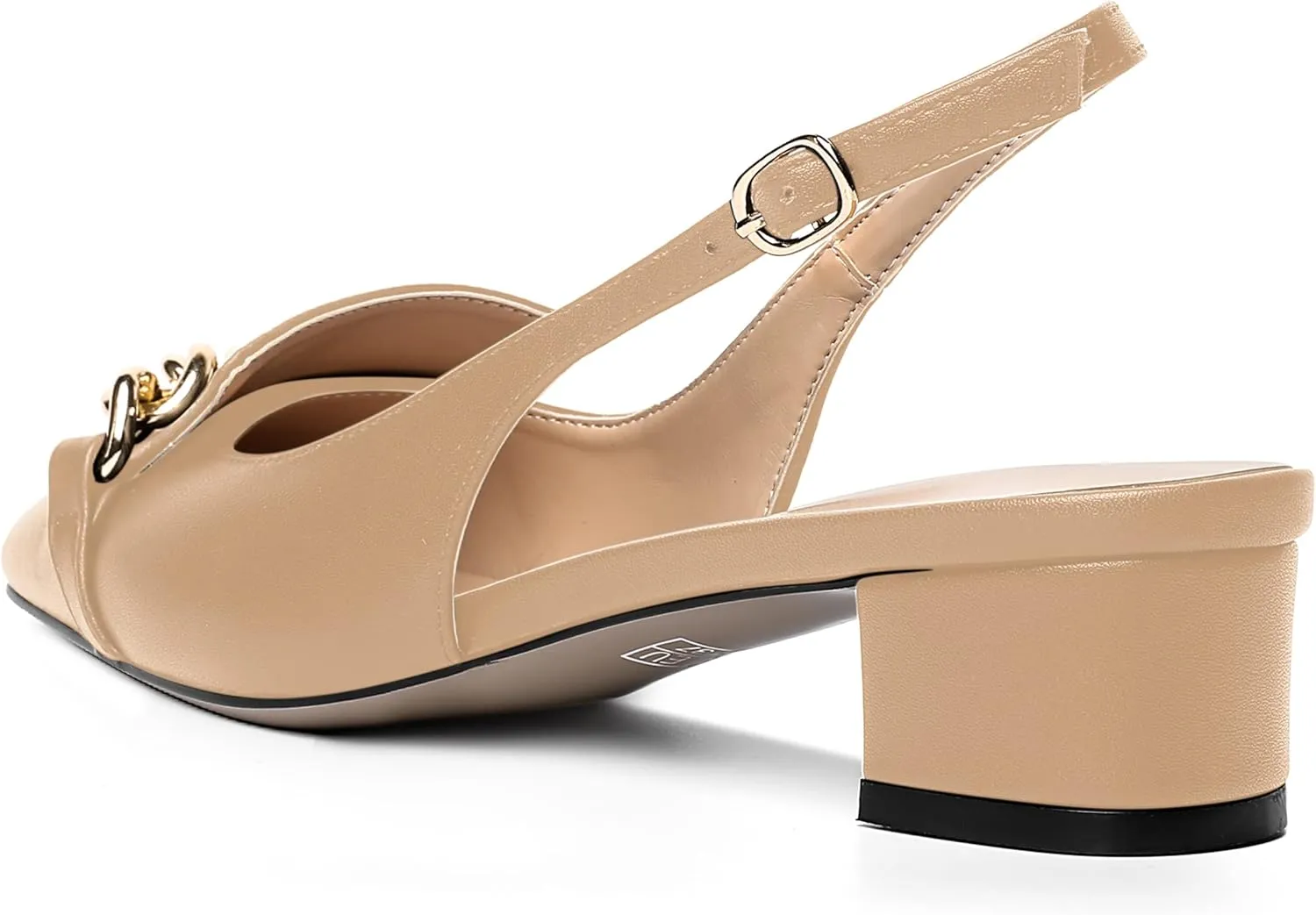 MOVINSTEPS Womens Square Toe Matte Buckle Wedding Metal Solid Dress Adjustable Strap Block Low Heel Pumps Shoes 1.5 Inch