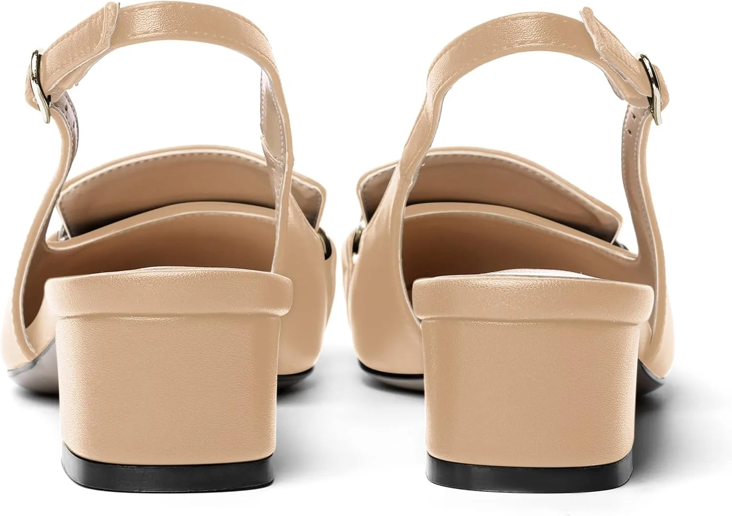 MOVINSTEPS Womens Square Toe Matte Buckle Wedding Metal Solid Dress Adjustable Strap Block Low Heel Pumps Shoes 1.5 Inch