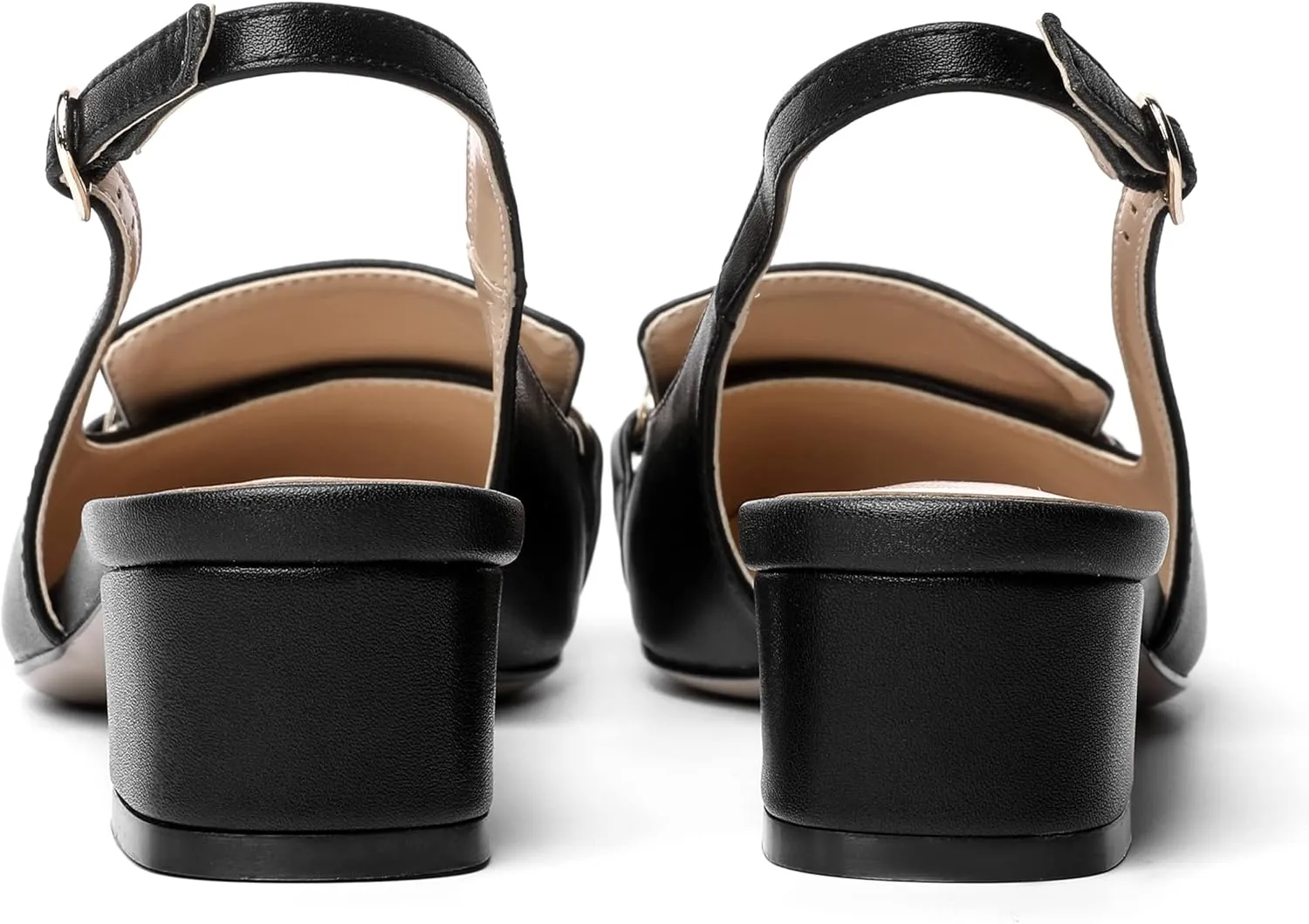 MOVINSTEPS Womens Square Toe Matte Buckle Wedding Metal Solid Dress Adjustable Strap Block Low Heel Pumps Shoes 1.5 Inch