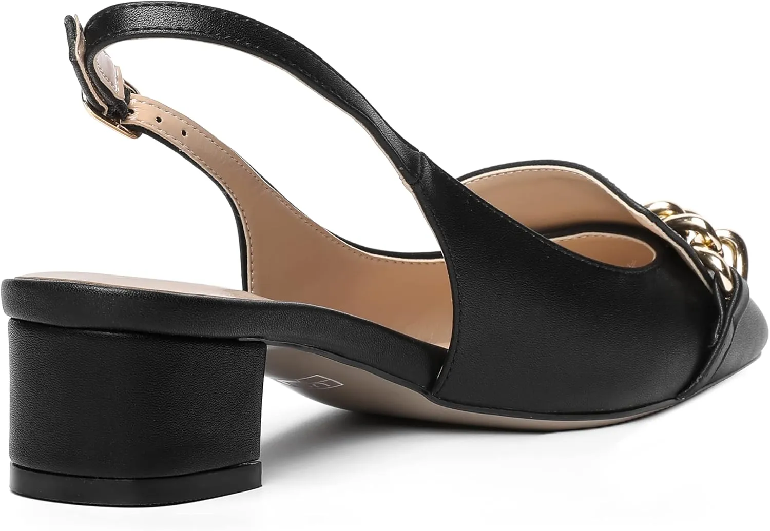 MOVINSTEPS Womens Square Toe Matte Buckle Wedding Metal Solid Dress Adjustable Strap Block Low Heel Pumps Shoes 1.5 Inch