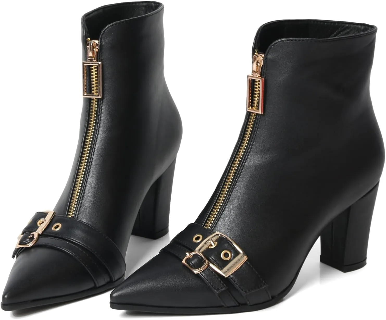 Pointed Toe Kitten Heel Boots For Women Black Booties For Women Rivets Ankle Boot Fashion Shoes