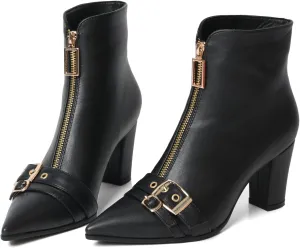 Pointed Toe Kitten Heel Boots For Women Black Booties For Women Rivets Ankle Boot Fashion Shoes