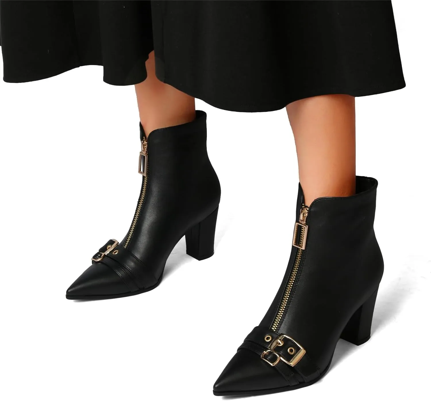 Pointed Toe Kitten Heel Boots For Women Black Booties For Women Rivets Ankle Boot Fashion Shoes