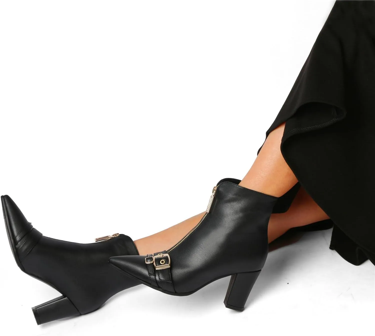 Pointed Toe Kitten Heel Boots For Women Black Booties For Women Rivets Ankle Boot Fashion Shoes