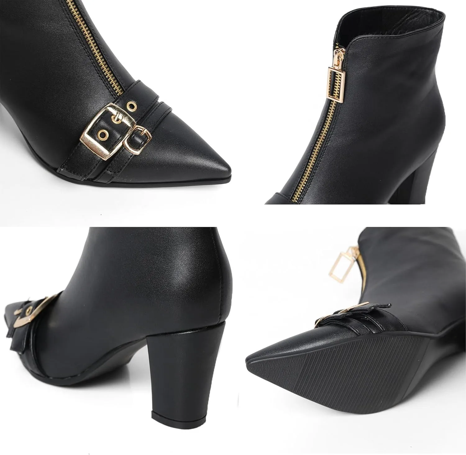 Pointed Toe Kitten Heel Boots For Women Black Booties For Women Rivets Ankle Boot Fashion Shoes