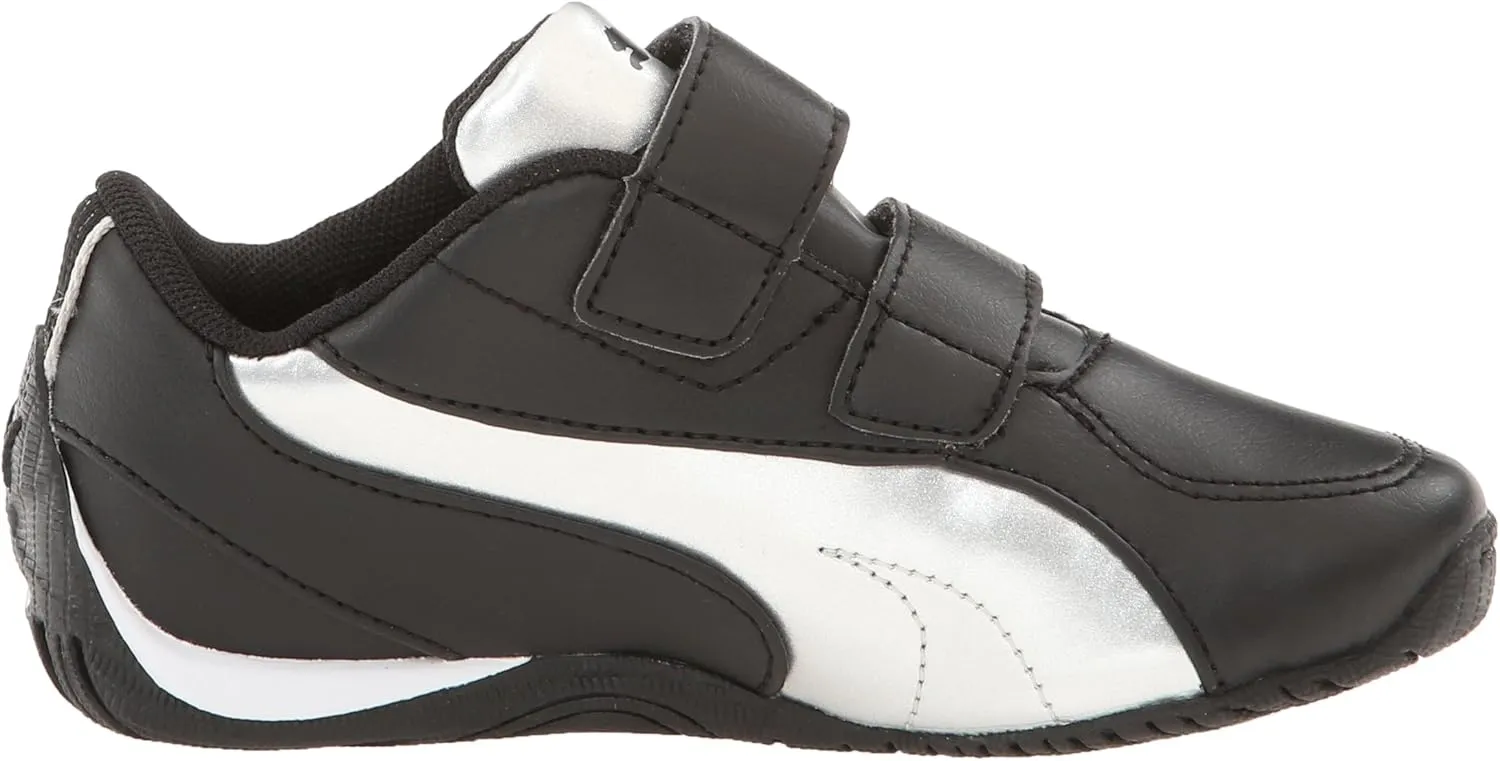 PUMA Men's Suede Monster Velcro Sneaker, Whisper White-Gibraltar sea, 13.5 M US Little Kid