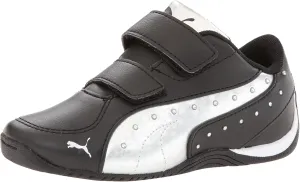 PUMA Men's Suede Monster Velcro Sneaker, Whisper White-Gibraltar sea, 13.5 M US Little Kid