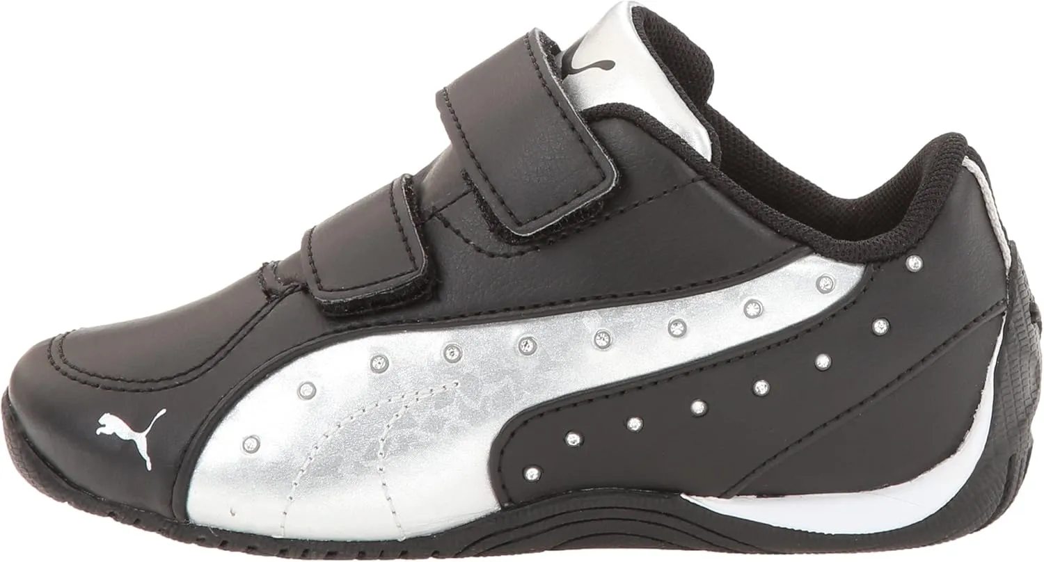 PUMA Men's Suede Monster Velcro Sneaker, Whisper White-Gibraltar sea, 13.5 M US Little Kid