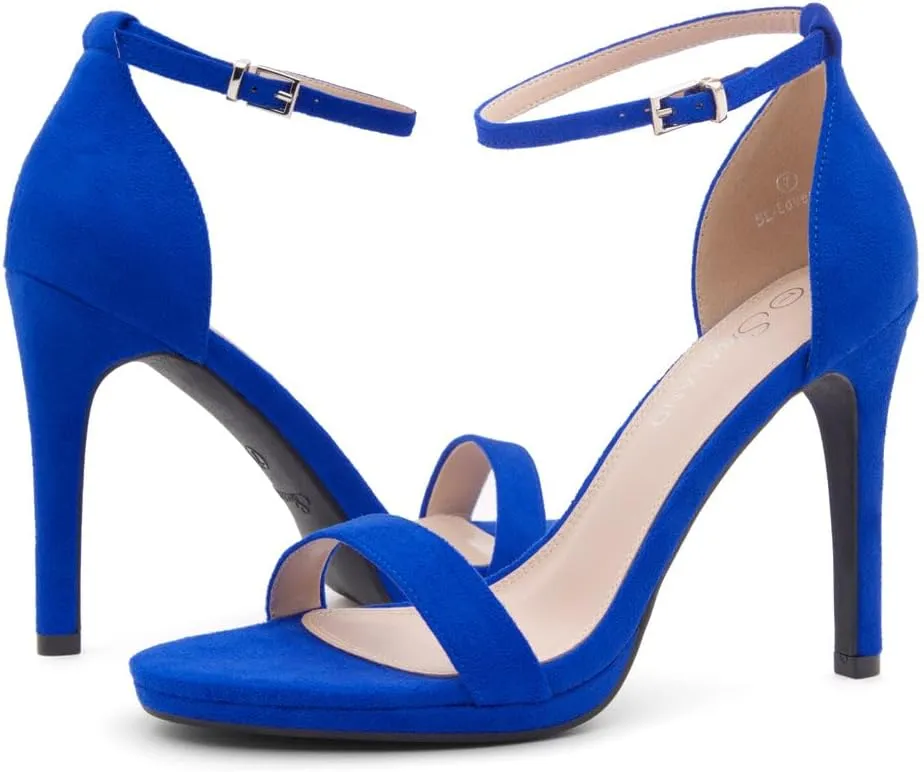 Shoe Land Womens High Heels  Open Toe Stiletto Heels with Adjustable Ankle Strap | Dressy Sexy Strappy Heeled Sandals for Wedding, Prom, Party & Evening Wear