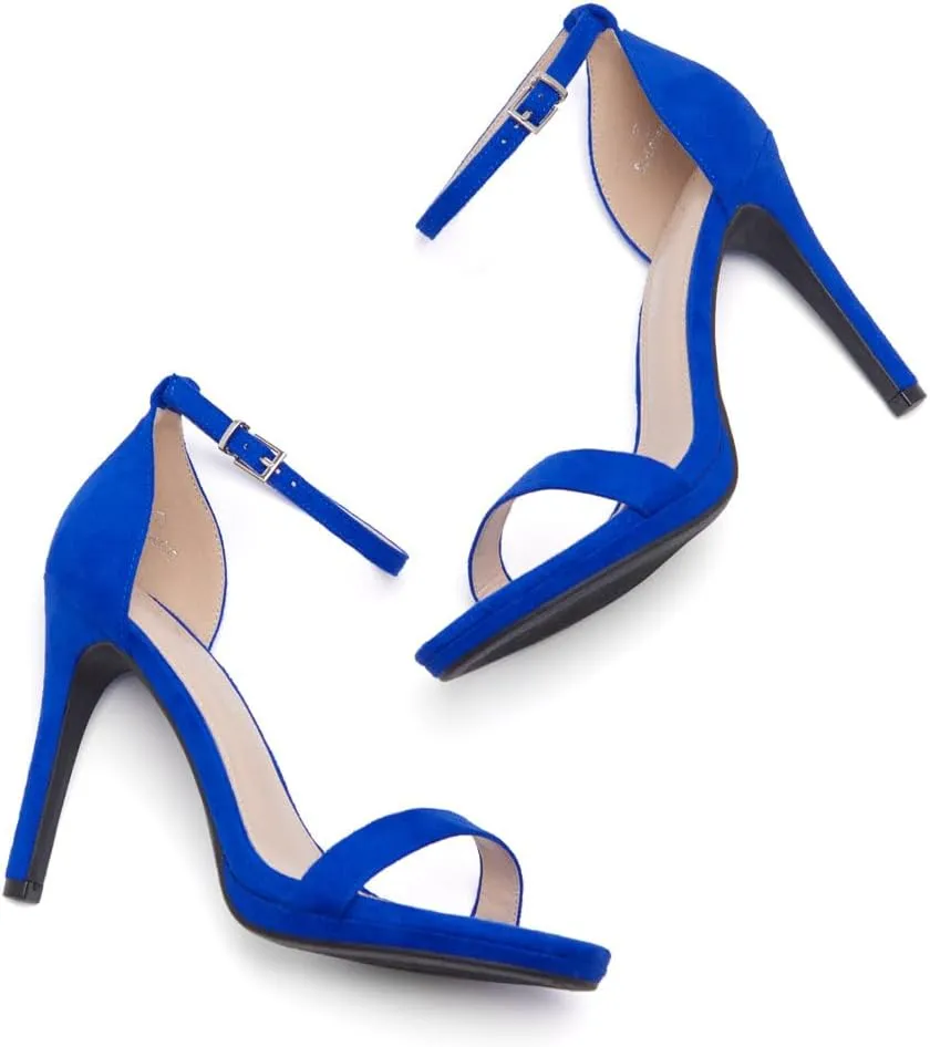 Shoe Land Womens High Heels  Open Toe Stiletto Heels with Adjustable Ankle Strap | Dressy Sexy Strappy Heeled Sandals for Wedding, Prom, Party & Evening Wear