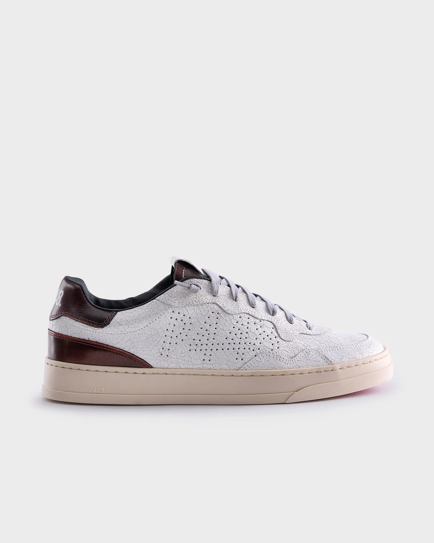 White Crackle Leather Bali Aviator Sneakers
