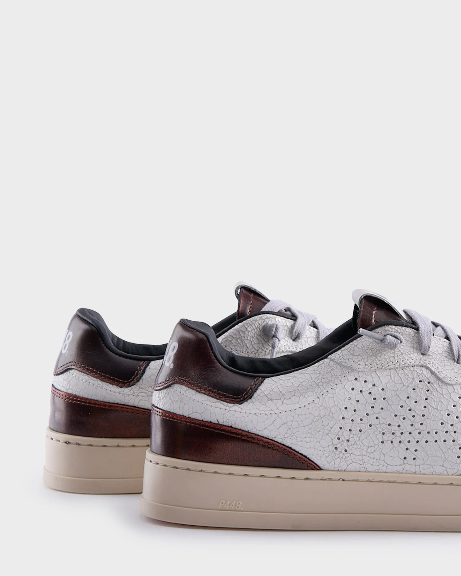 White Crackle Leather Bali Aviator Sneakers