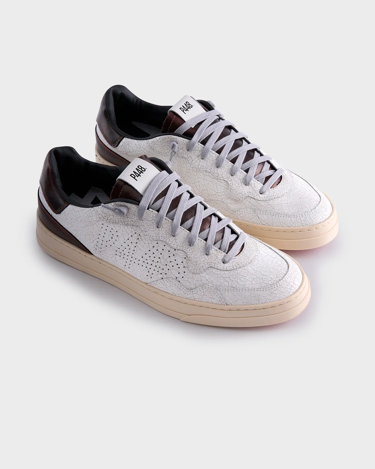 White Crackle Leather Bali Aviator Sneakers
