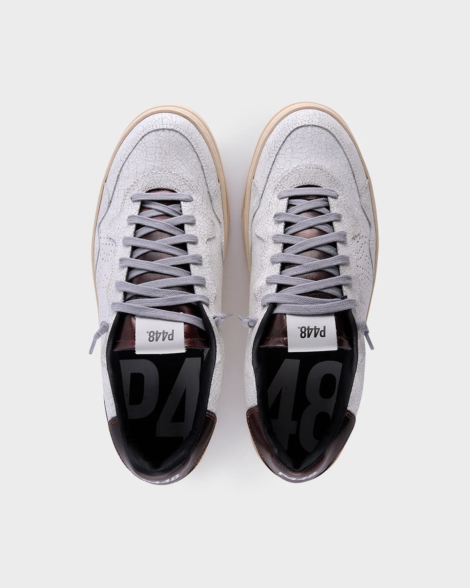 White Crackle Leather Bali Aviator Sneakers