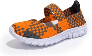 Women Elastic Woven Walking Shoes Flats Sandals,Comfy Casual Non Slip Lightweight Breathable Mary Jane Sneakers Nurse Shoes