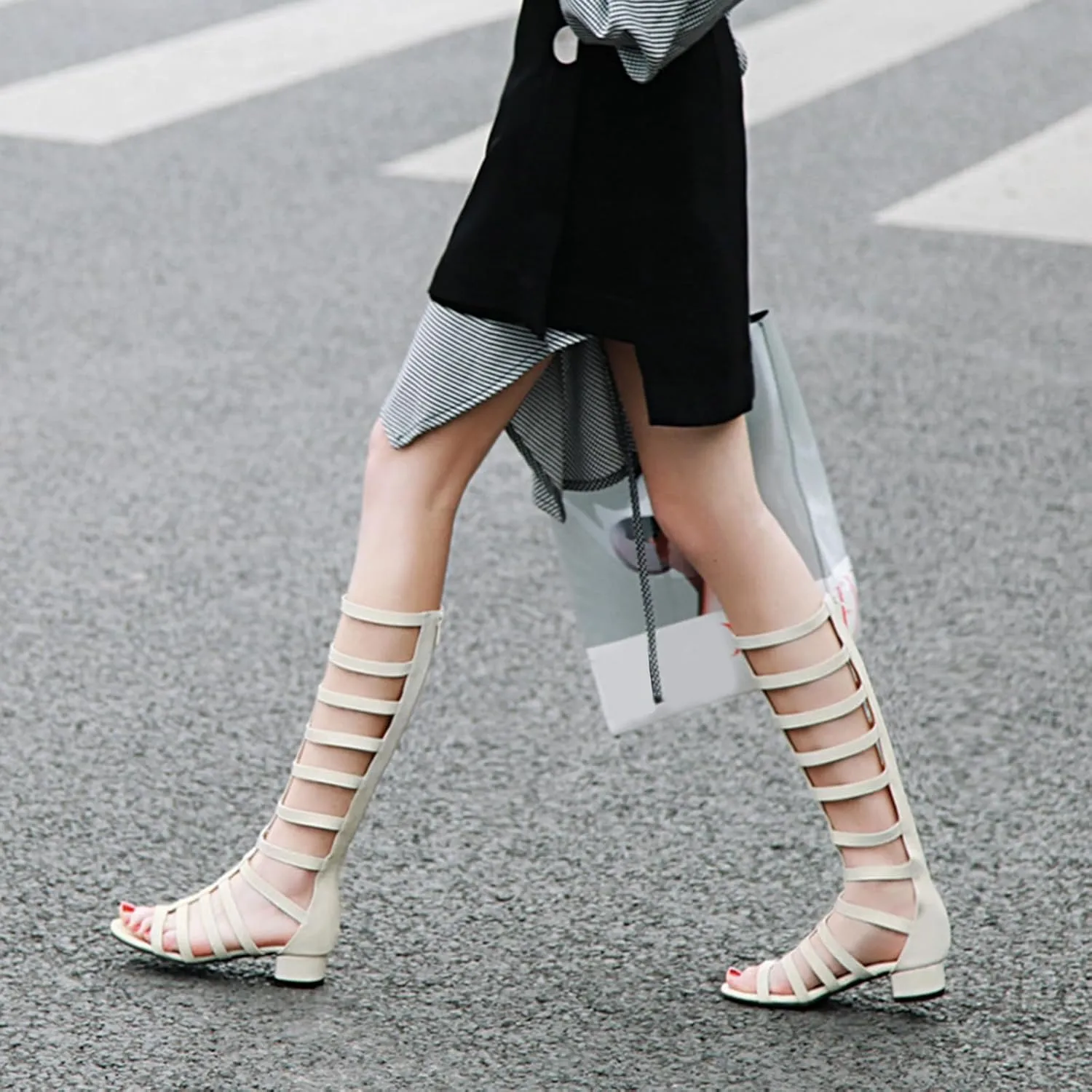 Womens Open Toe Knee High Strappy Gladiator Sandals