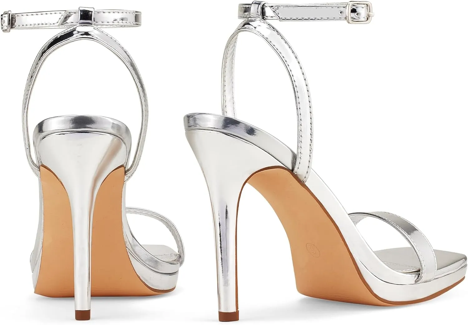 Womens Stiletto Strappy Heeled Sandals, 4.3 Inch Square Open Toe Sexy High Heels Ankle Strap Buckle Heels for Party Wedding Dress Daily Wear Shoes