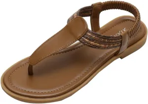 Women's Thong Flat Sandal Summer Breathable Casual Elastic Strappy Sandal with Ankle Strap 2025