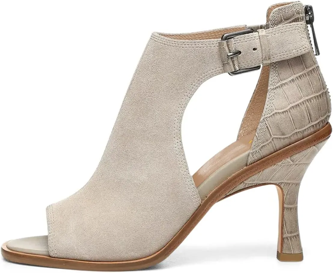 YDN Women Comfy Open Toe Strap Buckles Sandals Mid Heel Cutout Back Zippers Booties Summer Daily Dressy Shoes Size 4-16 US