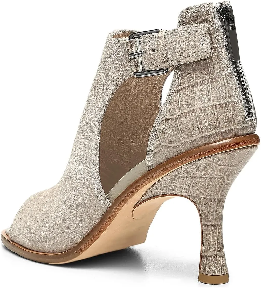 YDN Women Comfy Open Toe Strap Buckles Sandals Mid Heel Cutout Back Zippers Booties Summer Daily Dressy Shoes Size 4-16 US